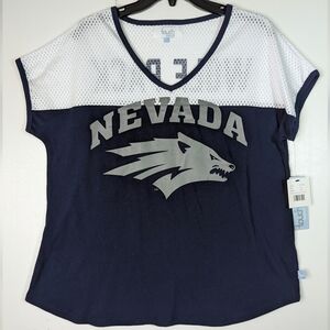 Nevada Wolf Pack Women XL T shirt Jersey Look Top Touch Stadium Mesh Blue White